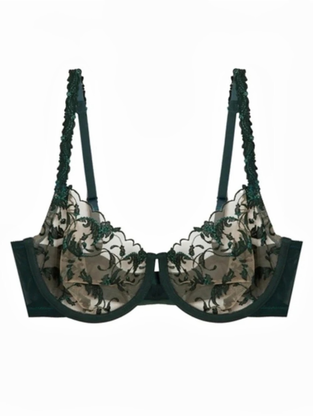 Wacoal Dramatic Interlude Green Glitter Mesh Underwire Bra